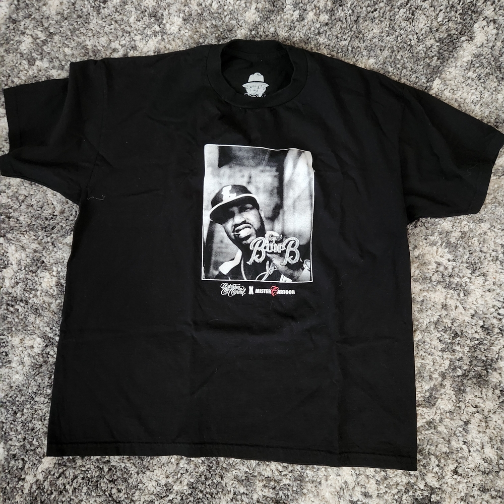 Black Graphic Tee with Iconic Print Collab With Mister Cartoon.